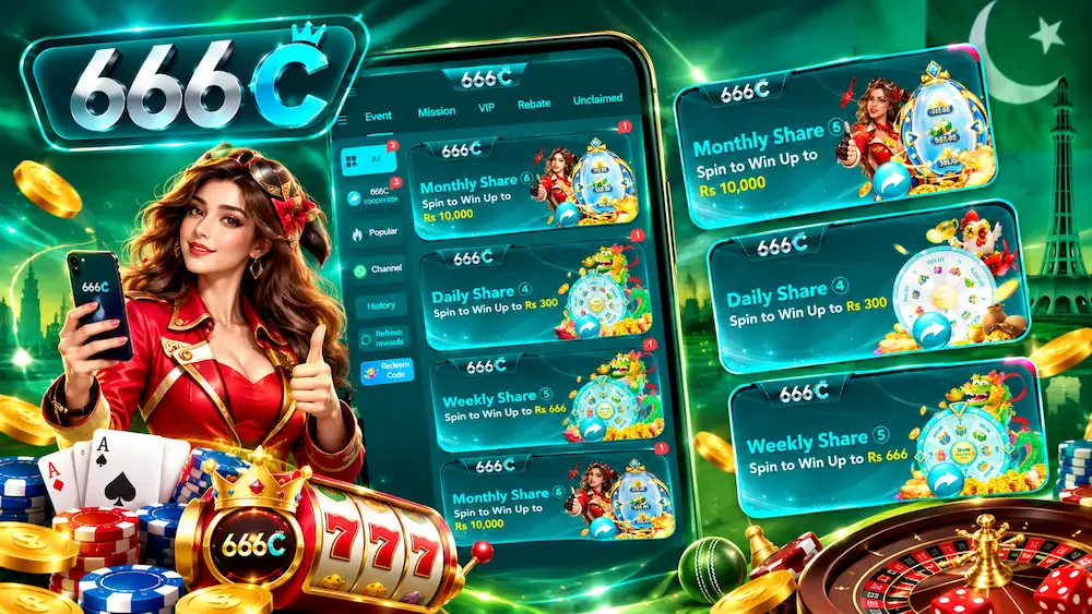 666c Game app interface showing daily, weekly, and monthly share rewards